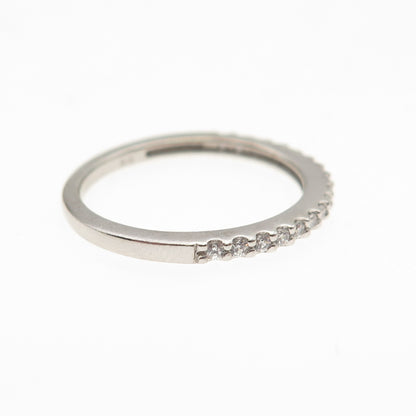Seta 925 Sterling Silver Round-Cut C Z Half Eternity Stackable Band Ring Size 6