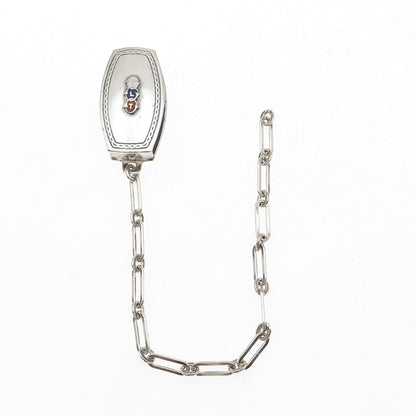 Hickok Quality Nickle Silver Antique Enamel FLT Mono Pocket Watch Loop Chain