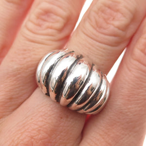 925 Sterling Silver Vintage Mexico Modernist Oxidized Dome Ring Size 7.5