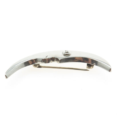 925 Sterling Silver Vintage Mexico Crescent Moon Modernist Pin Brooch
