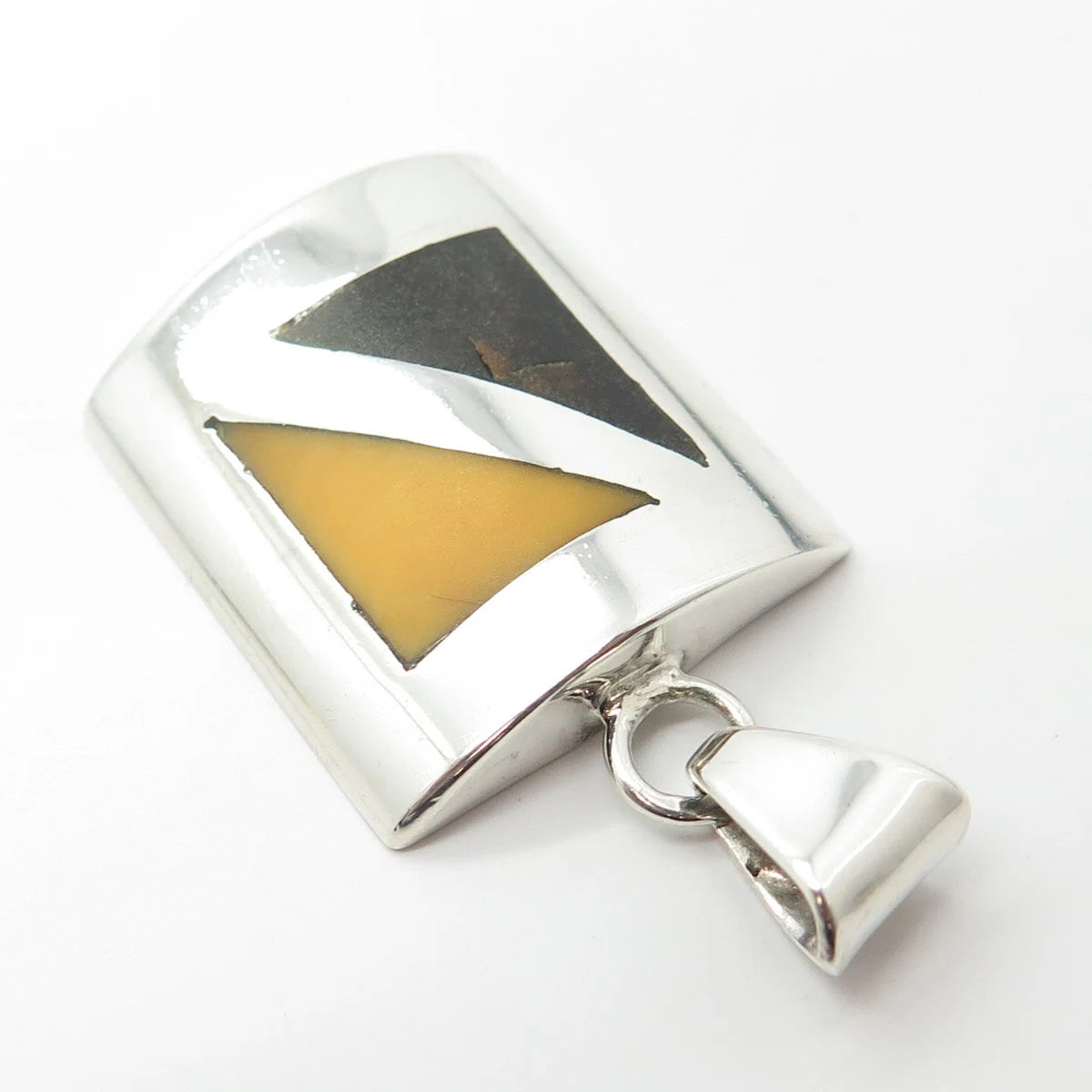 925 Sterling Silver Vintage Real Scottish Amber & Wood Pendant