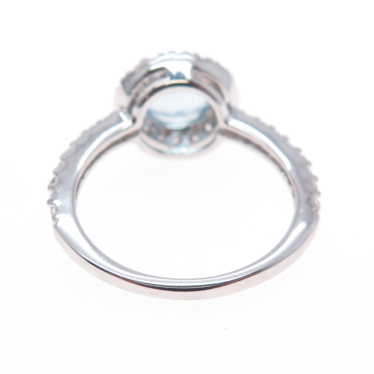 925 Sterling Silver Round-Cut Blue & White C Z Ring Size 9.25