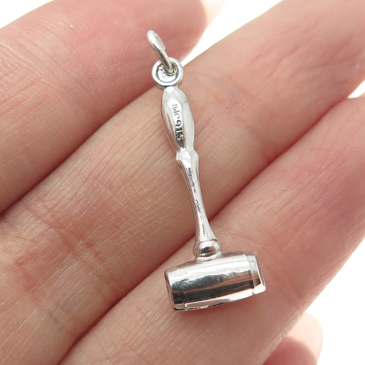 J.M. FISHER 925 Sterling Silver Antique Hammer 3D Pendant