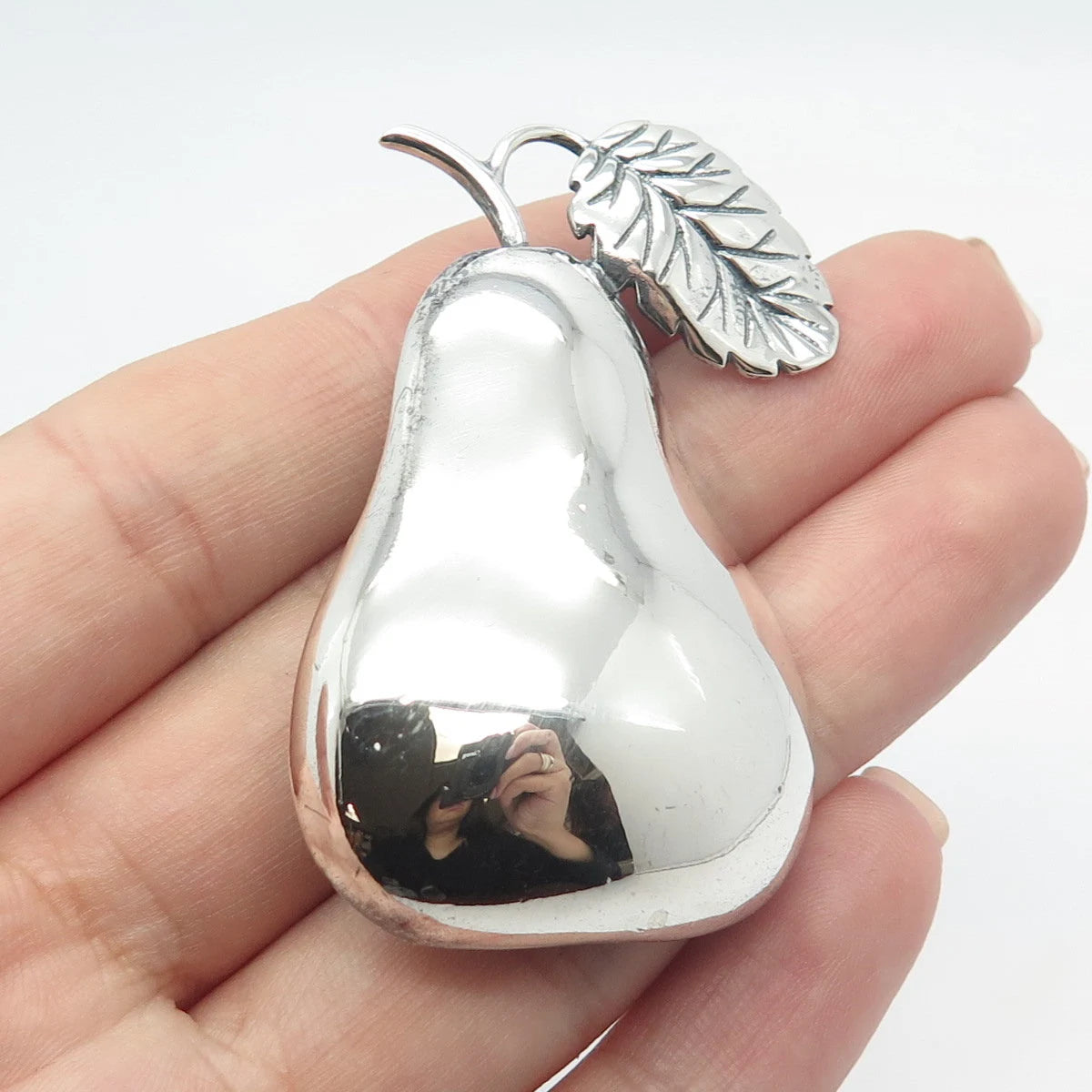 925 Sterling Silver Vintage Mexico Pear Pin Brooch
