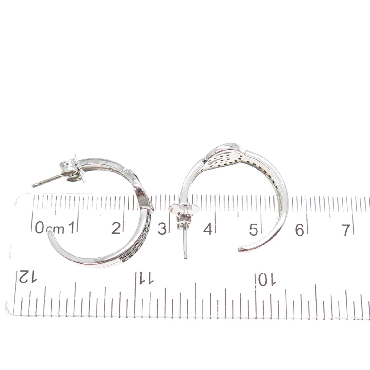925 Sterling Silver Real Round-Cut Green Diamond Knot Hoop Earrings