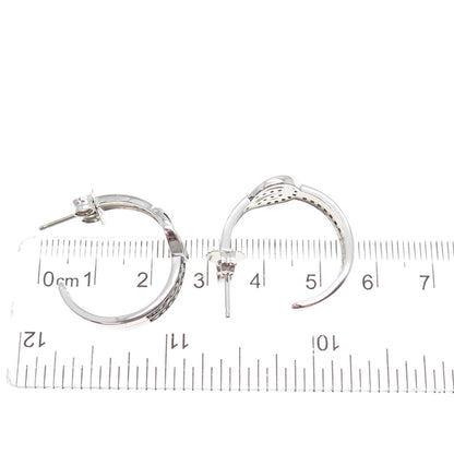 925 Sterling Silver Real Round-Cut Green Diamond Knot Hoop Earrings