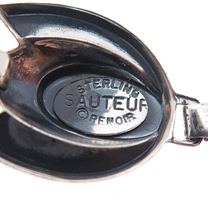 RENOIR SAUTEUR 925 Sterling Vintage Modernist Tulip Flower Link Bracelet 6.75"
