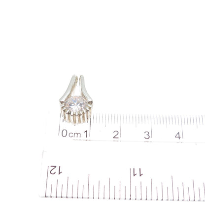 PULGA 925 Sterling Silver Round-Cut C Z Minimalist Slide Charm Pendant
