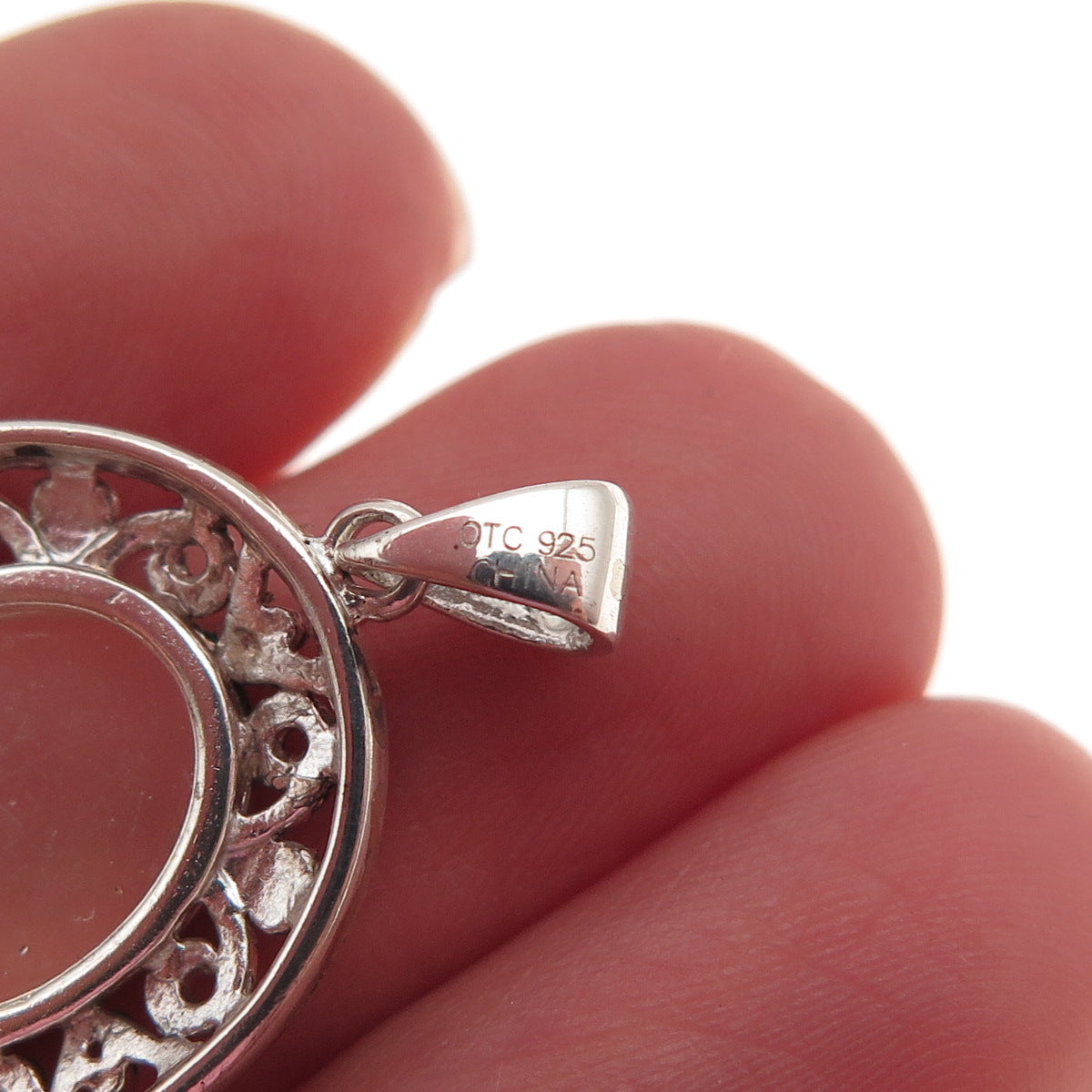 925 Sterling Silver Vintage Praying Angel Ornate Oxidized Charm Pendant