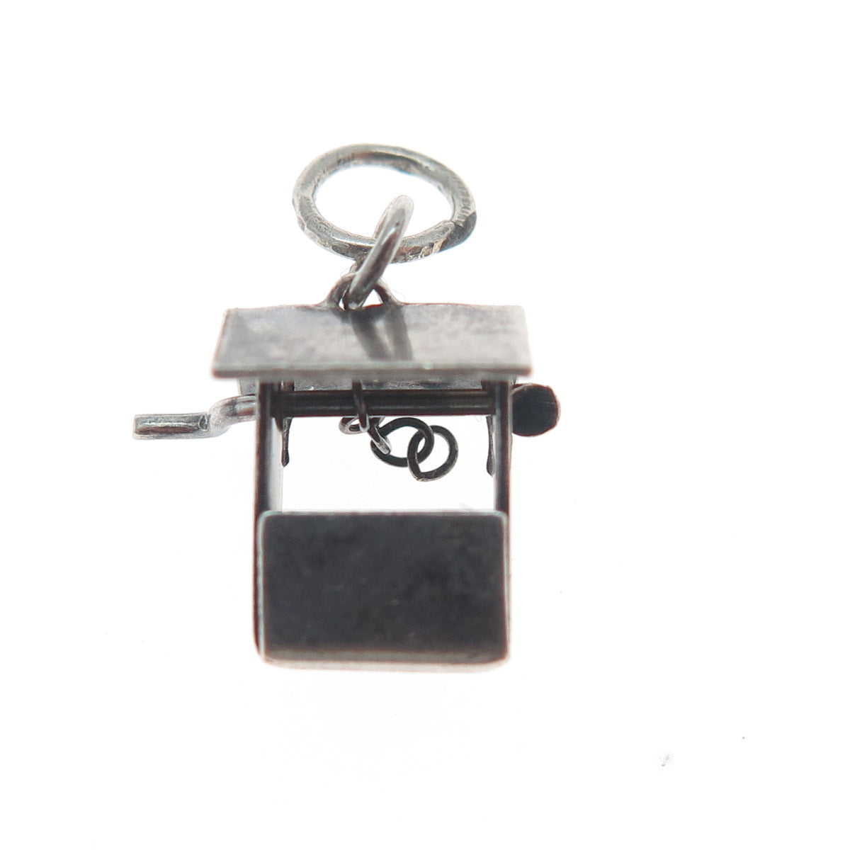 925 Sterling Silver Vintage Mexico Water Well Minimalist 3D Charm Pendant