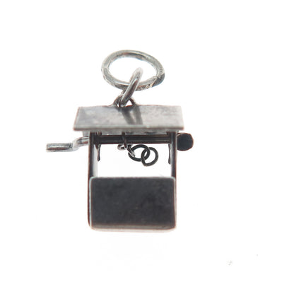 925 Sterling Silver Vintage Mexico Water Well Minimalist 3D Charm Pendant
