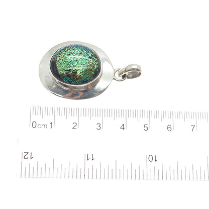 925 Sterling Silver Vintage Dichroic Glass Modernist Charm Pendant