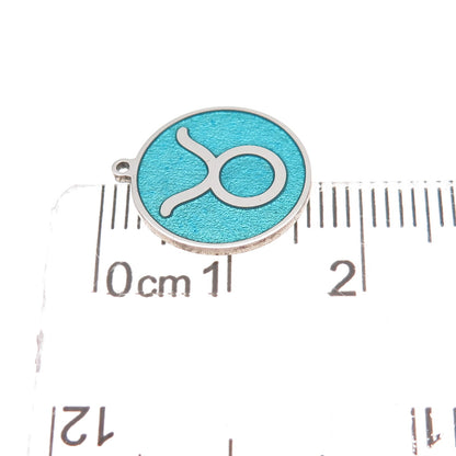 925 Sterling Silver Turquoise Enamel Taurus Zodiac Sign Charm Pendant