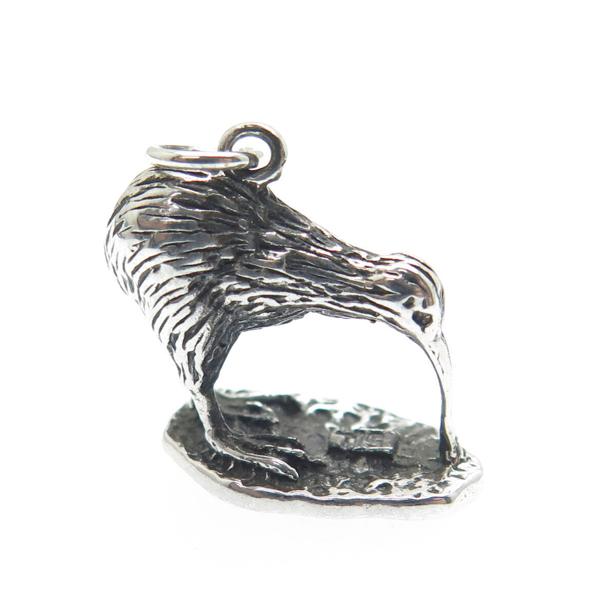 925 Sterling Silver Antique Art Deco Kiwi Bird 3D Charm Pendant