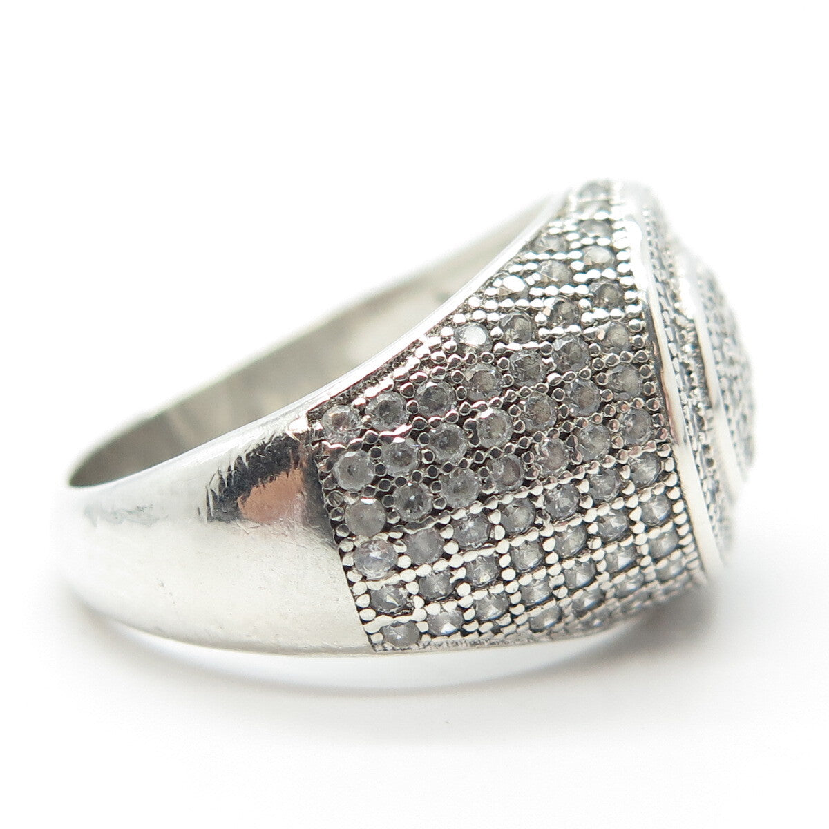 925 Sterling Silver Pave C Z Ring Size 10.25
