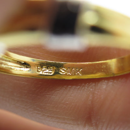 SMK 925 Sterling Silver 2-Tone Ribbed Ring Size 7