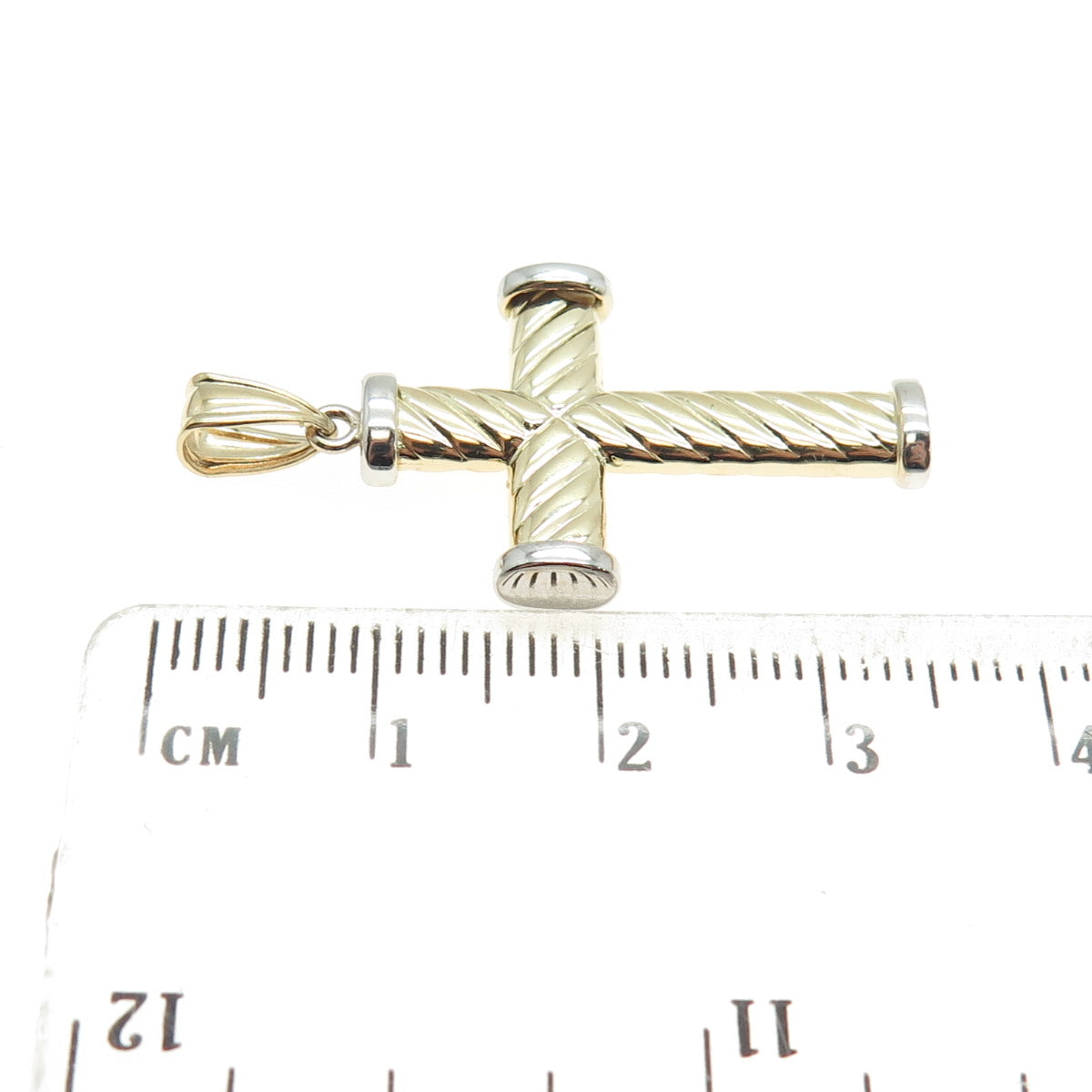 14K Yellow Gold Twisted Cross Religious Charm Pendant