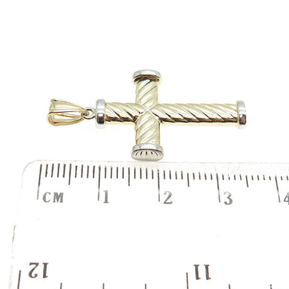 14K Yellow Gold Twisted Cross Religious Charm Pendant