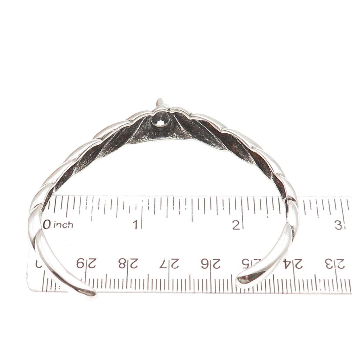 KABANA 925 Sterling Silver Vintage Pear-Cut C Z Adjustable Cuff Bracelet 6.75"