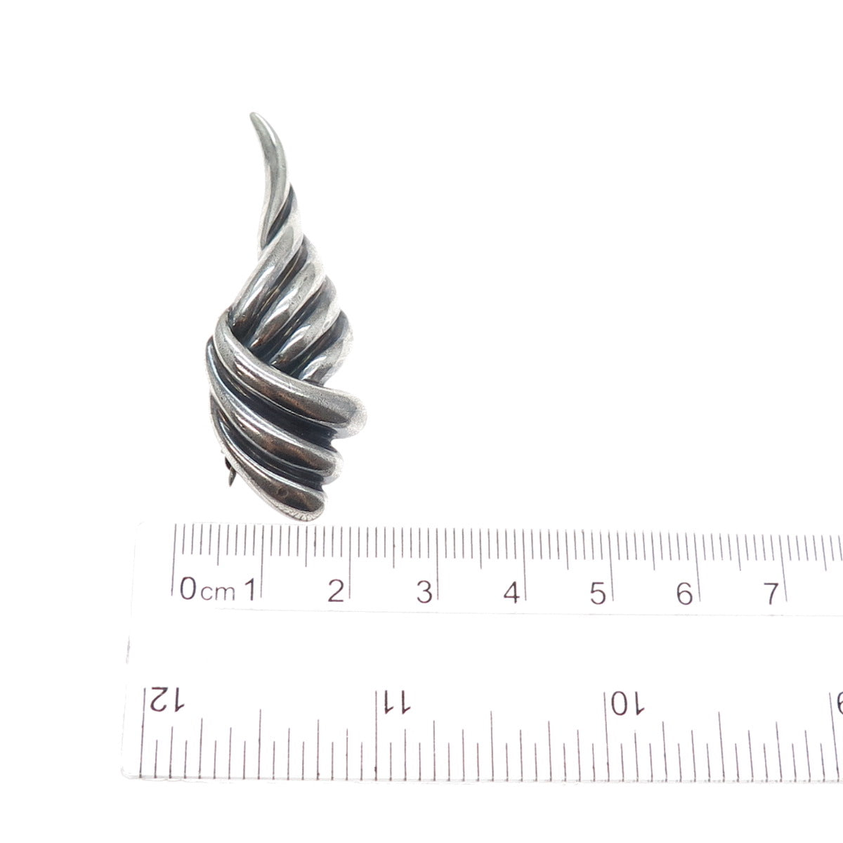 925 Sterling Silver Vintage Modernist Oxidized Pin Brooch