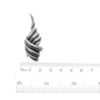 925 Sterling Silver Vintage Modernist Oxidized Pin Brooch