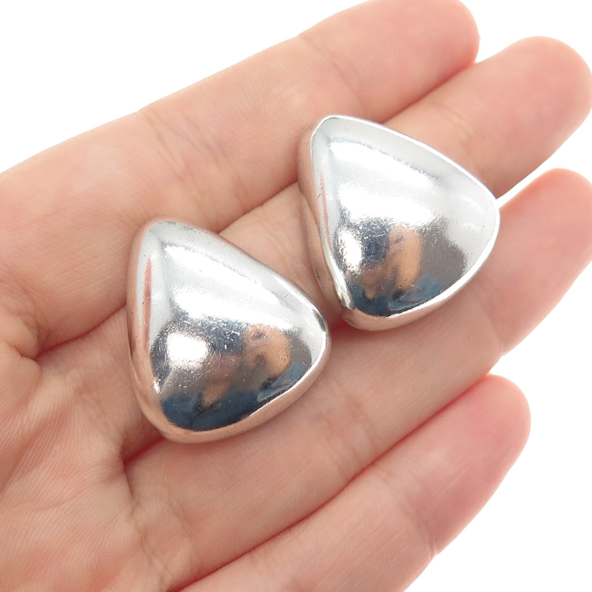 ZINA 925 Sterling Silver Vintage Modernist Clip On Earrings
