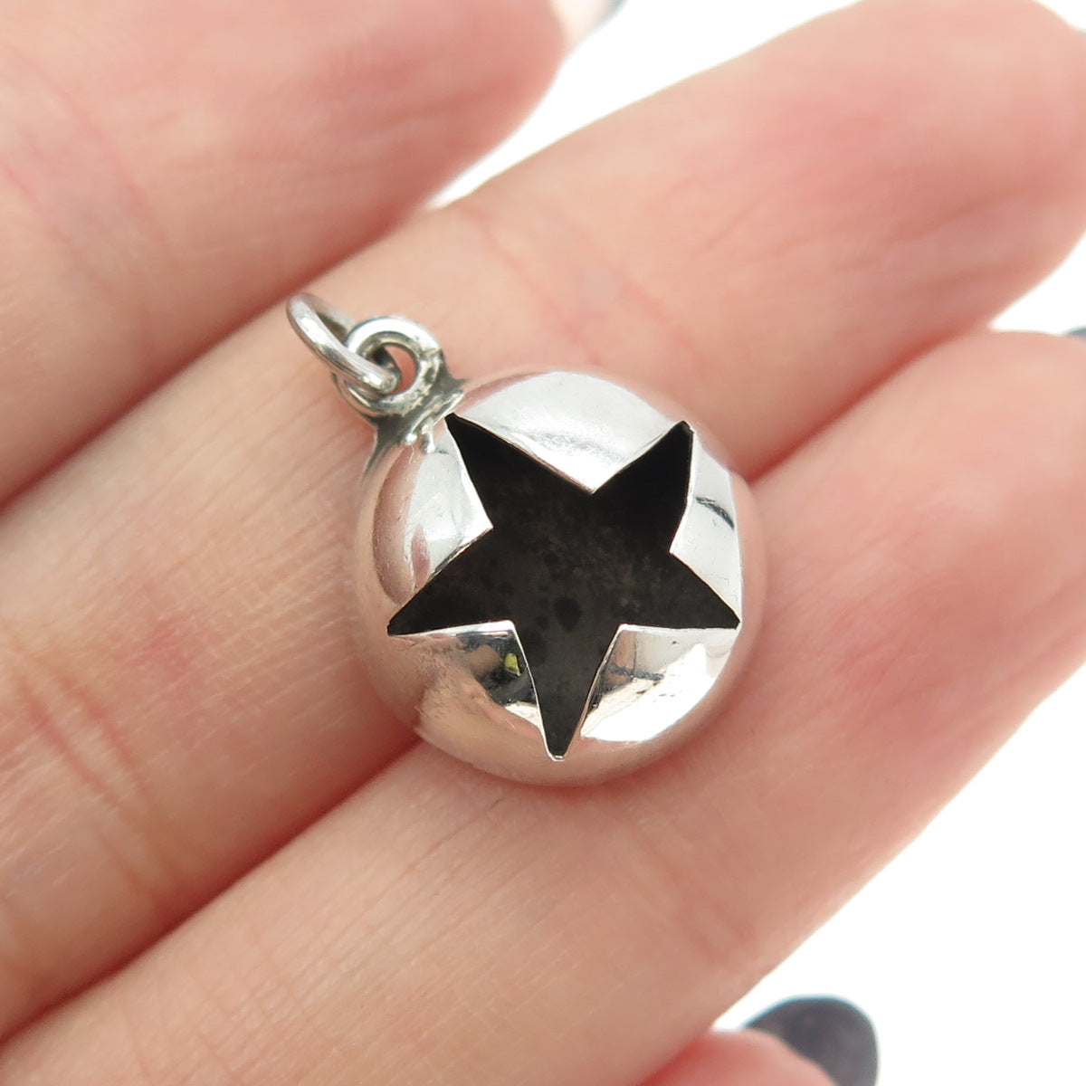 925 Sterling Silver Vintage Starfish Ball Pendant