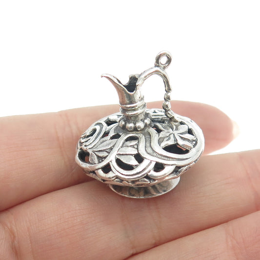 JEWELART 925 Sterling Silver Antique Art Deco Jug Ornate Pendant