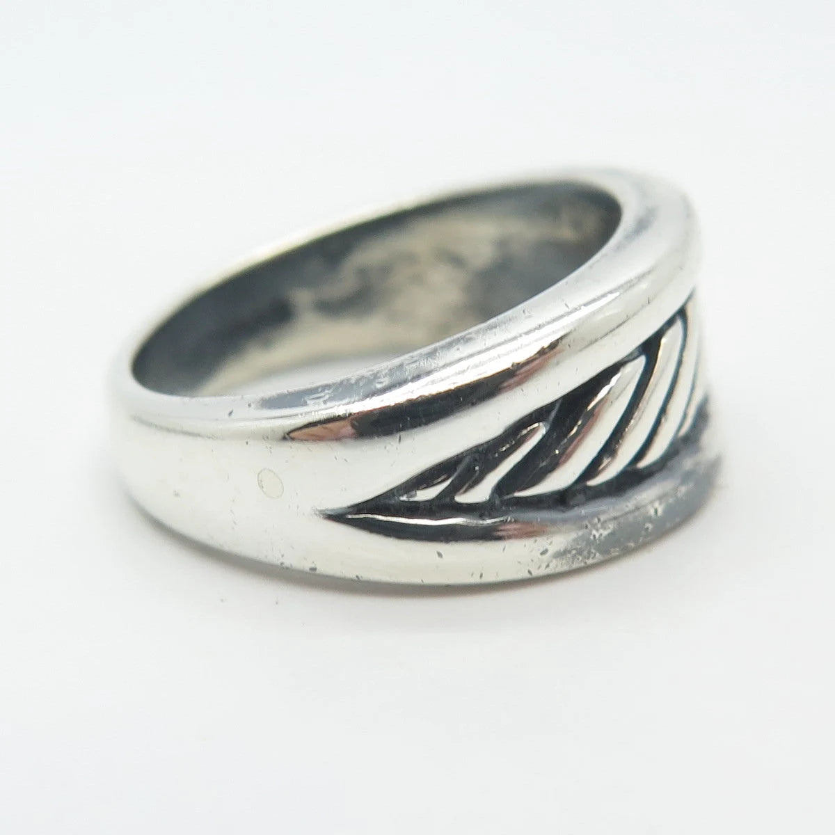 925 Sterling Silver Vintage Striped Ring Size 6.25