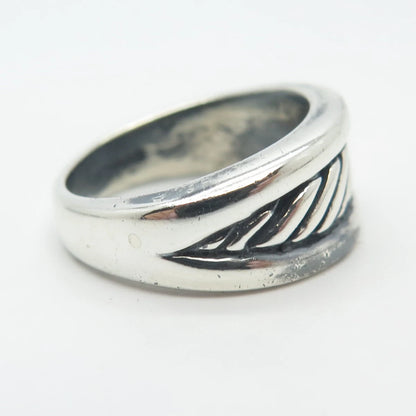 925 Sterling Silver Vintage Striped Ring Size 6.25