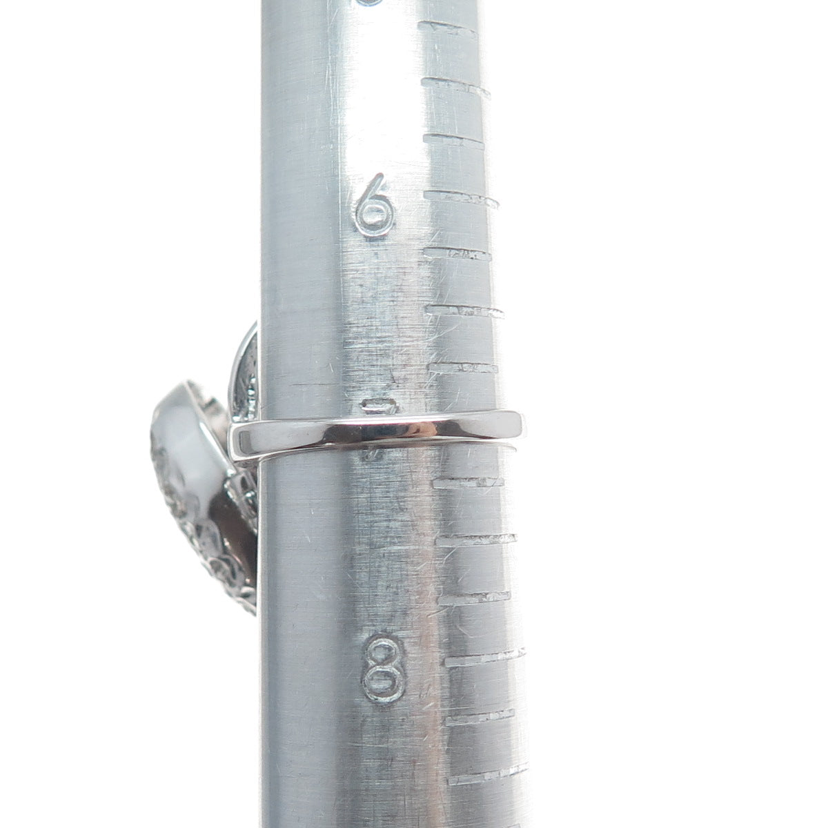 925 Sterling Silver Real Black Onyx Gem & C Z Heart Cutout Locket Ring Size 7