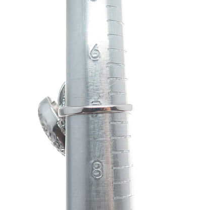 925 Sterling Silver Real Black Onyx Gem & C Z Heart Cutout Locket Ring Size 7