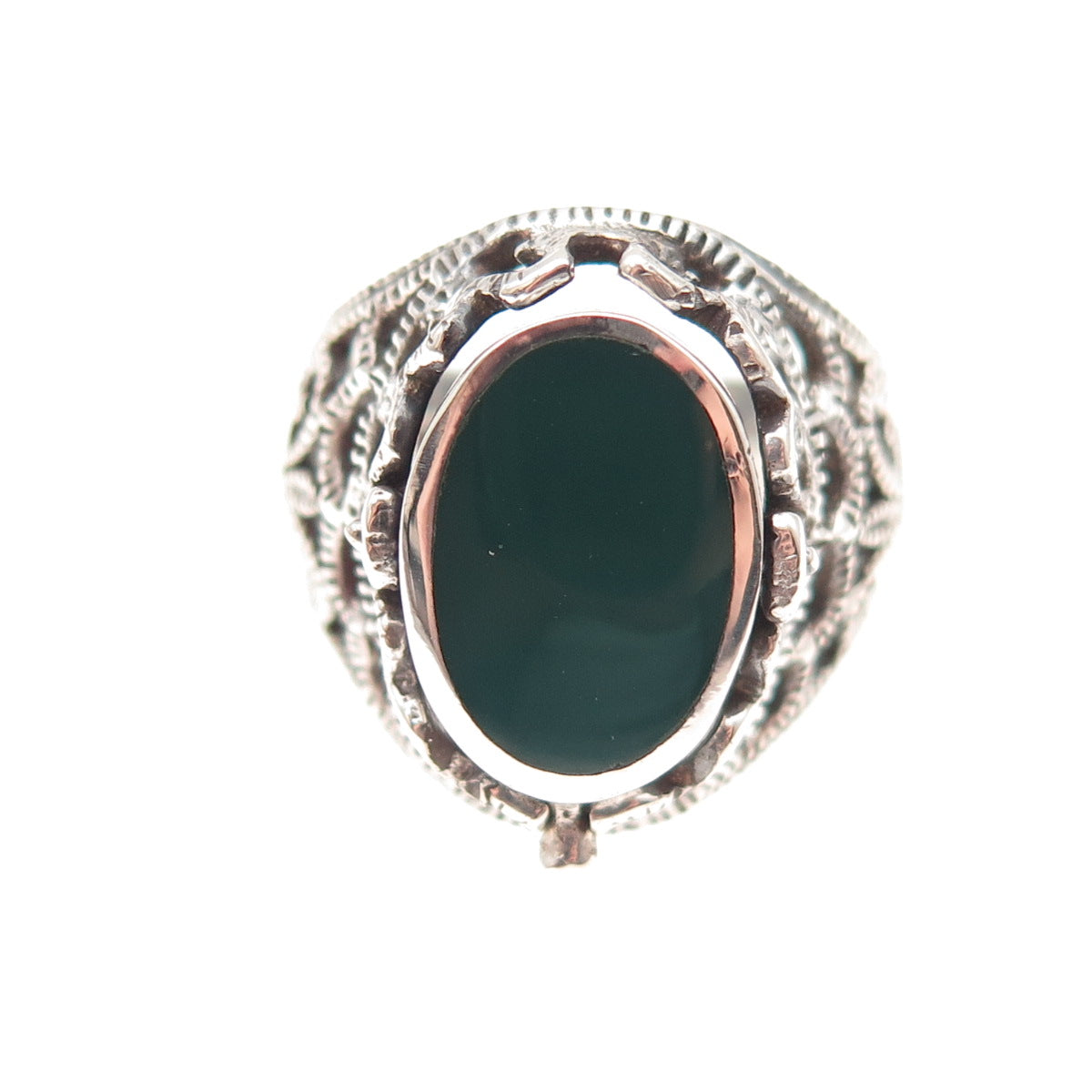 Chapal Zenray Sterling Vintage Real Black & Green Onyx Reversible Ring Size 7.25