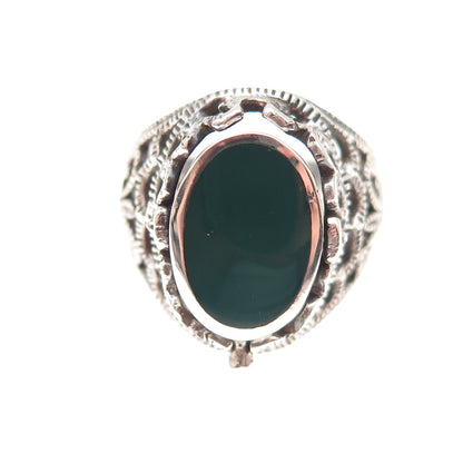 Chapal Zenray Sterling Vintage Real Black & Green Onyx Reversible Ring Size 7.25