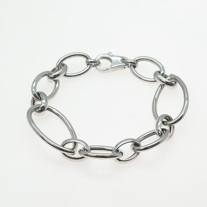 925 Sterling Silver Vintage Teardrop & Oval Link Bracelet 7.25"