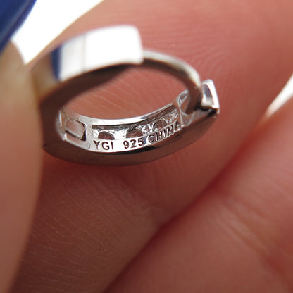 925 Sterling Silver Round-Cut C Z Heart Dangle Hoop Earrings