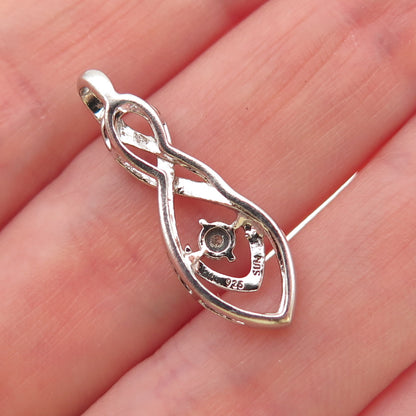 Sun 925 Sterling Silver 2-Tone Real Round-Cut Diamond Infinity Charm Pendant