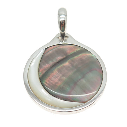 925 Sterling Silver Real Abalone Shell & MOP Modernist Pendant