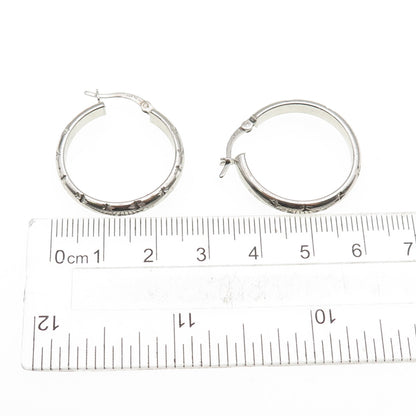 925 Sterling Silver Diamond-Cut Hoop Earrings