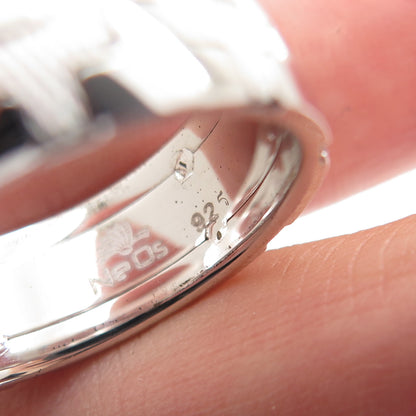 NEOS 925 Sterling Silver Textured Puzzle Band Ring Size 10