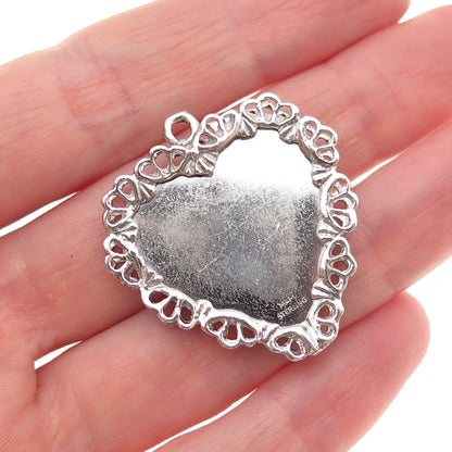 M&M Mark Mercy 925 Sterling Silver Vintage Happy Anniversary Heart Charm Pendant