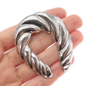 925 Sterling Silver Vintage Mexico Twisted Horseshoe Oxidized Pin Brooch Pendant