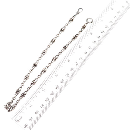 925 Sterling Silver Antique Art Deco Anchor Pocket Watch Chain 14"