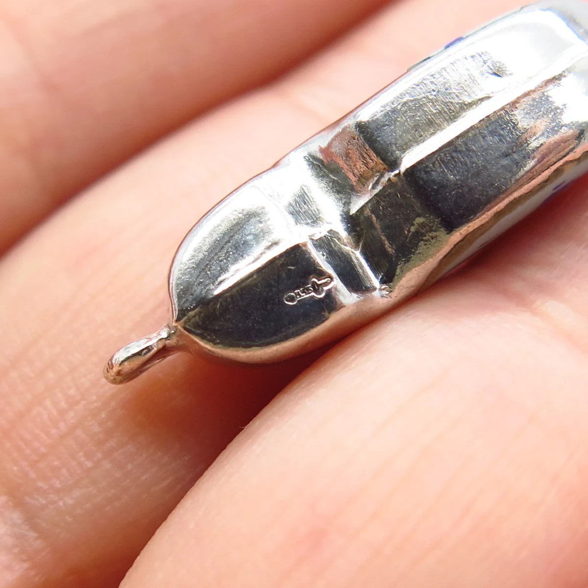 925 Sterling Silver Vintage Enamel Boot Shoe Charm Pendant