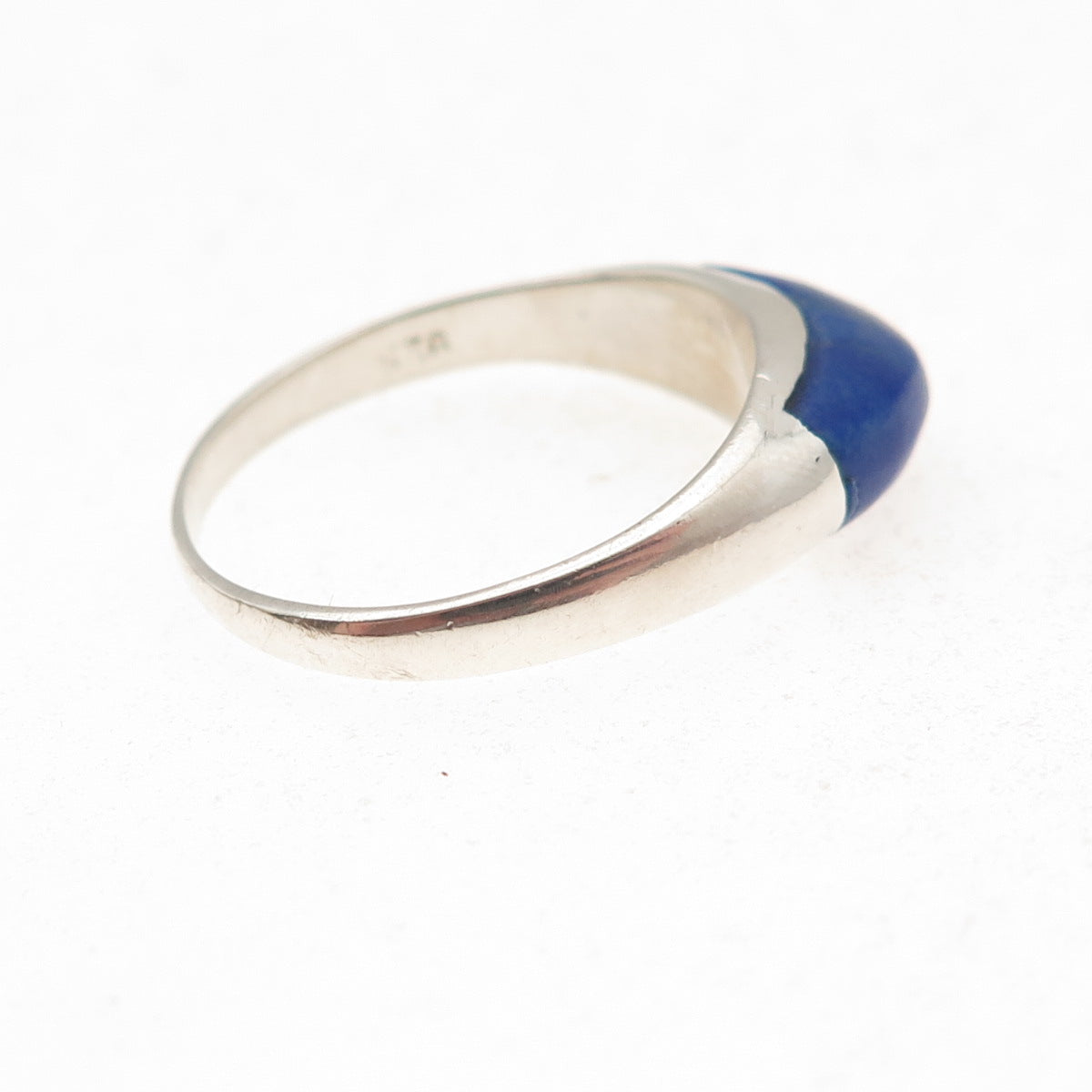 925 Sterling Silver Vintage Real Lapis Modernist Ring Size 8.5