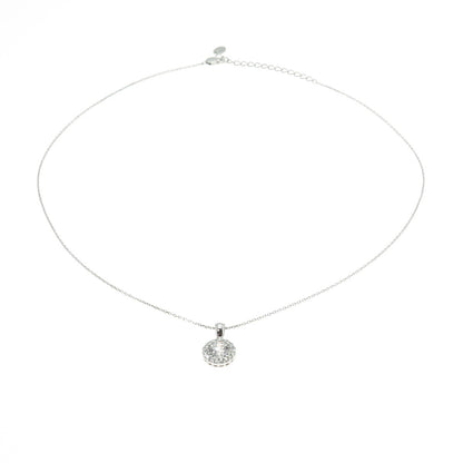 925 Sterling Silver Round-Cut Shaped C Z Pendant Rolo Chain Necklace 18"