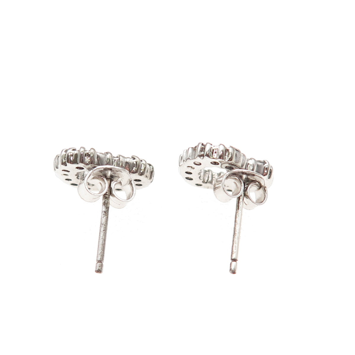 925 Sterling Silver Round-Cut C Z Open Heart Stud Earrings