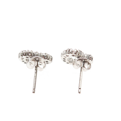 925 Sterling Silver Round-Cut C Z Open Heart Stud Earrings