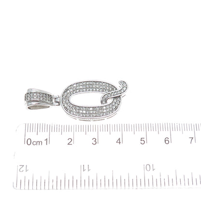 925 Sterling Silver Round-Cut Shaped C Z Letter Q Initial Sparkle Pendant