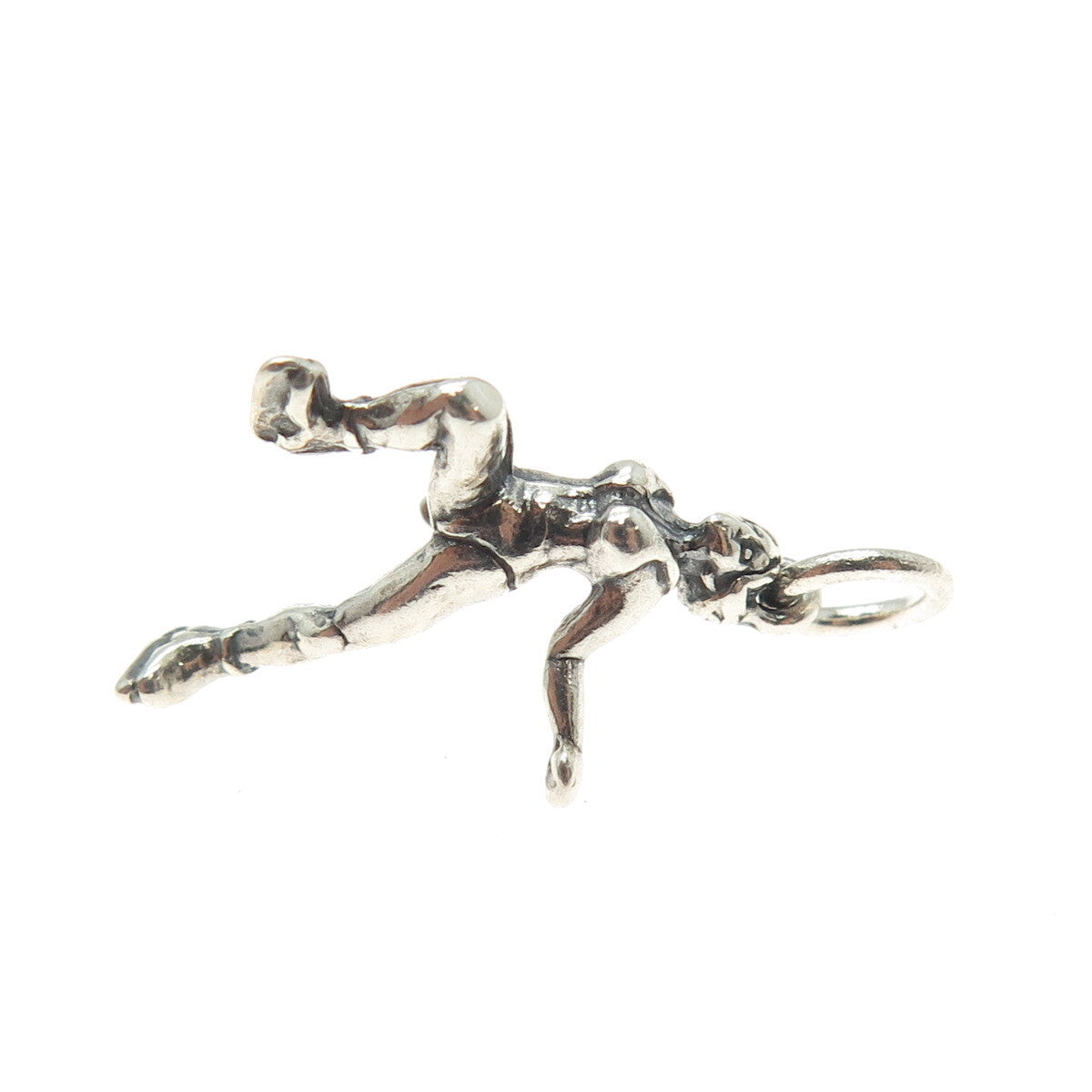 SHUBE 925 Sterling Silver Vintage Figure Skater Oxidized Minimalist Pendant